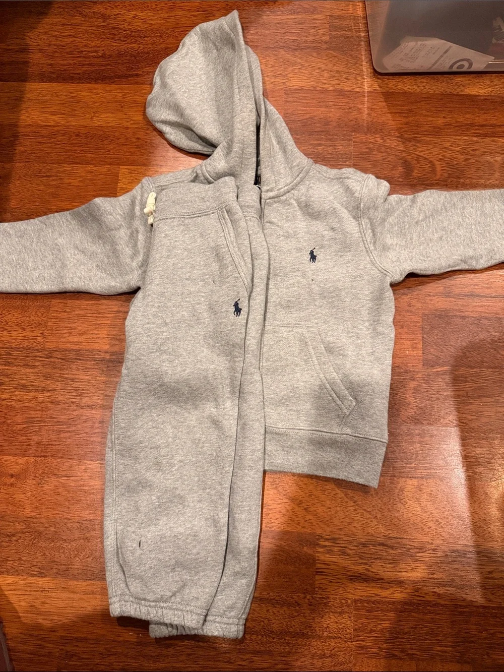 Ralph Lauren Kids Heather Gray Hoodie & Sweatpants Set with Navy Pony